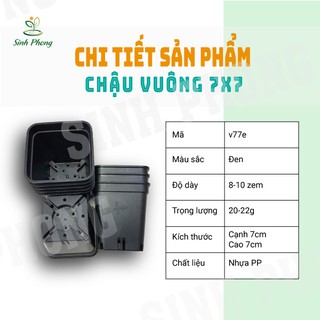 Chậu vuông 7x7 đen (Set 100 cái).