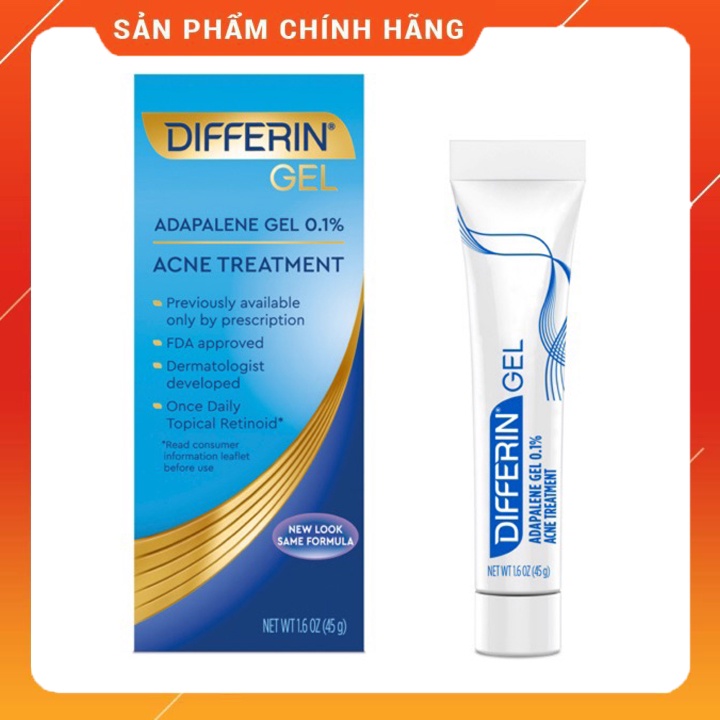 Kem mụn Differin Adapalene Gel 0.1% Acne Treatment 15g