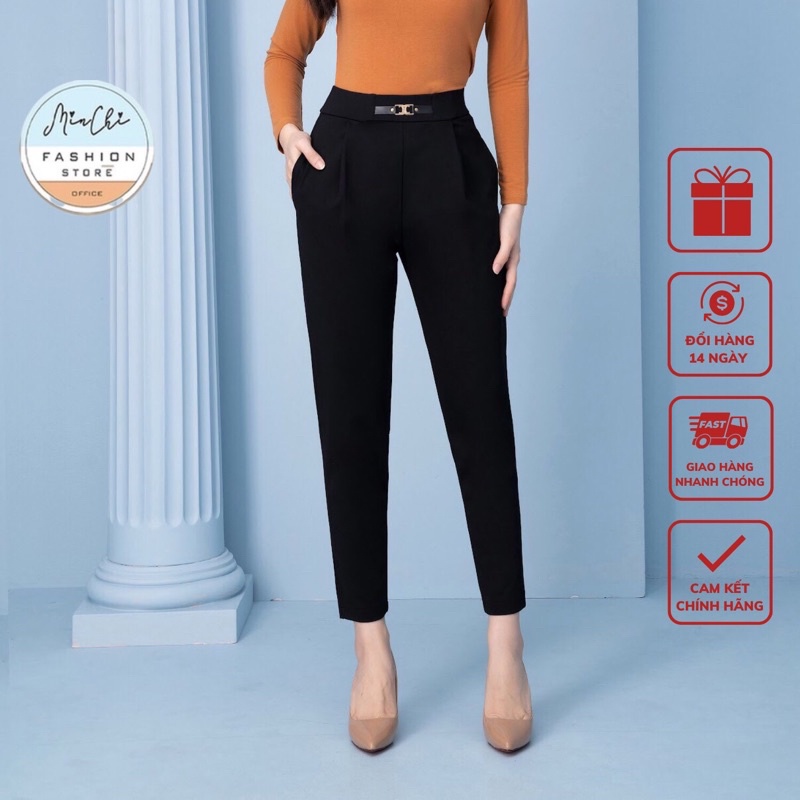 Quần Baggy Minchi Cạp Chun Chất Umi Đanh Mịn Lưng Cao Kiểu Dáng Công Sở Tôn Chiều Cao