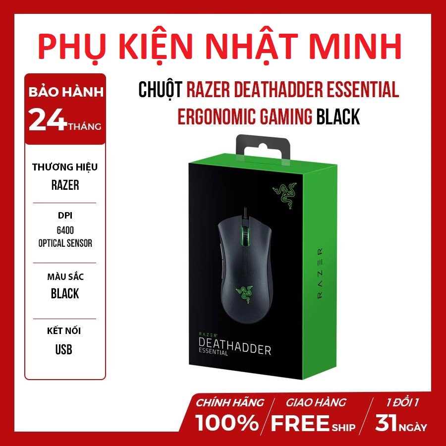 [HÀNG HIỆU] Chuột Razer DeathAdder Essential Chuột game thủ xứng tầm BH chính hãng 24 tháng