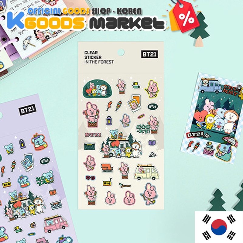 Hình dán trong suốt hình BTS BT21 dễ thương