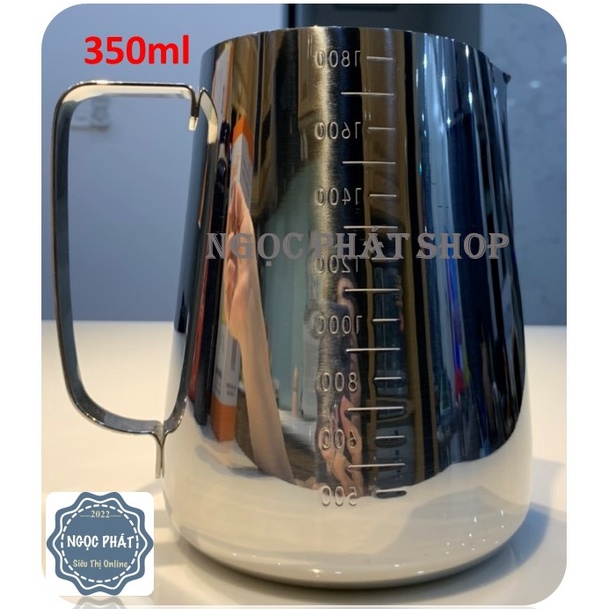 Ca inox 350ml, có chia vạch, inox 304 sáng bóng, HÀNG DÀY