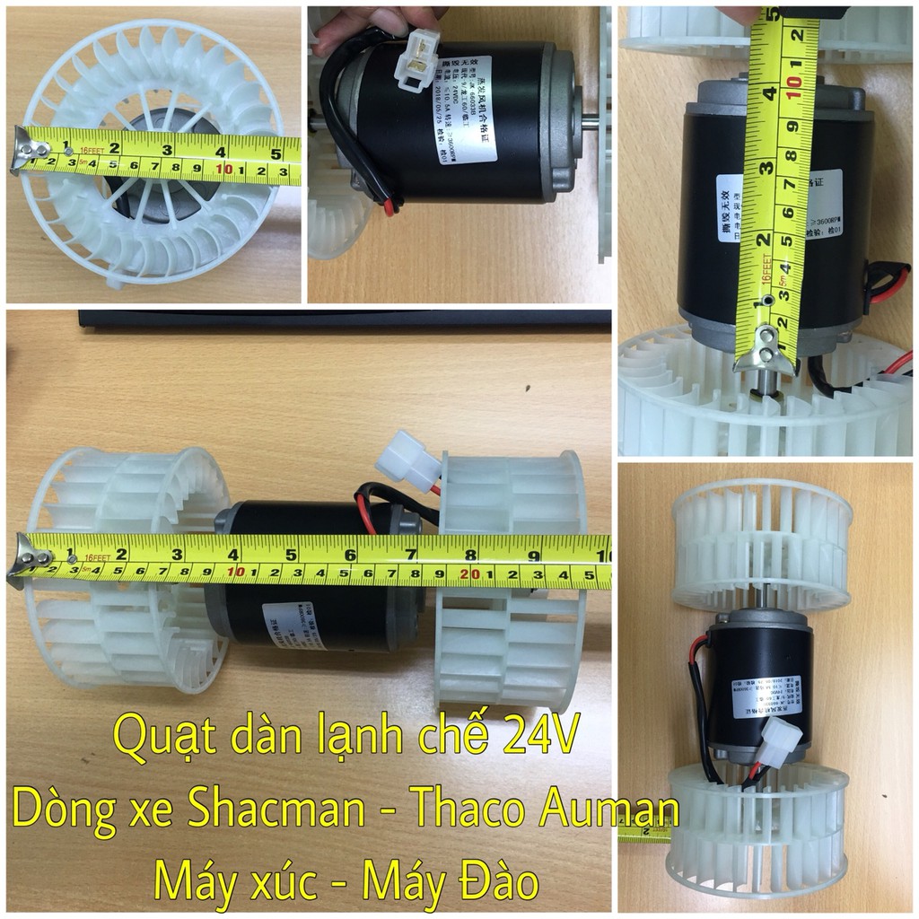 Quạt dàn lạnh chế 24V xe Shacman - Thaco Auman - Máy Xúc