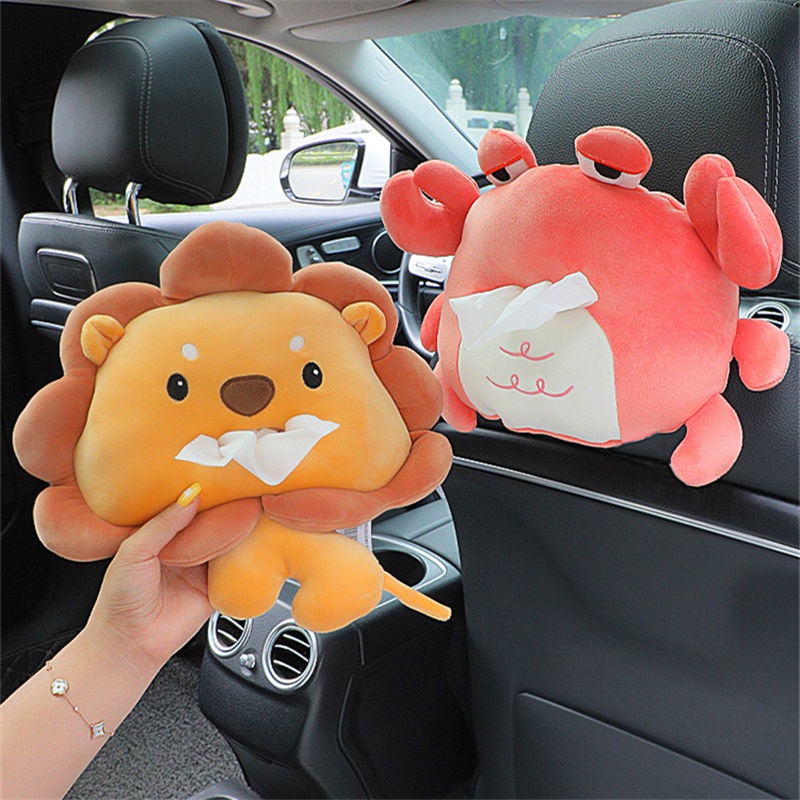 Vỏ Bọc Hộp Đựng Khăn Giấy Gắn Tấm Che Nắng Xe Hơi Hình Búp Bê Bằng Lông Cừu