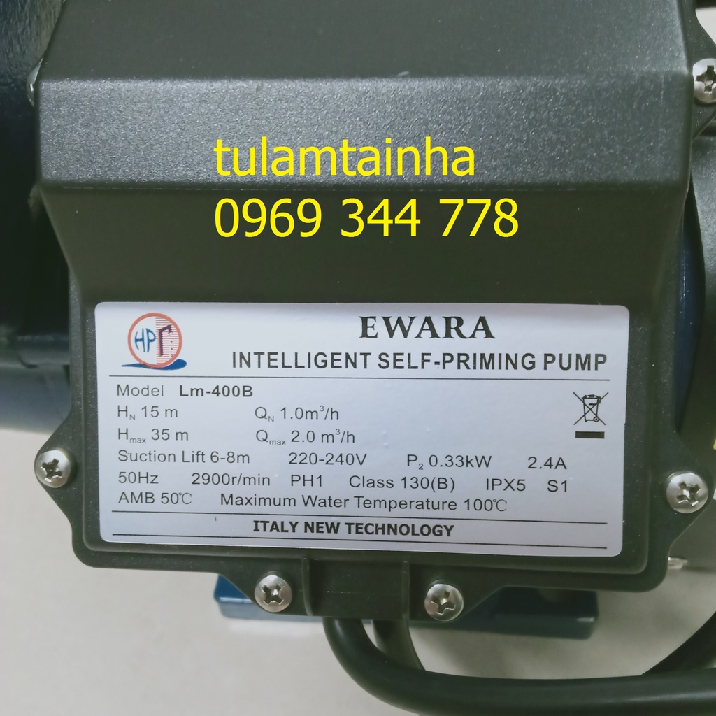 Bơm tăng áp thông minh Ewara 250W dùng được nước nóng
