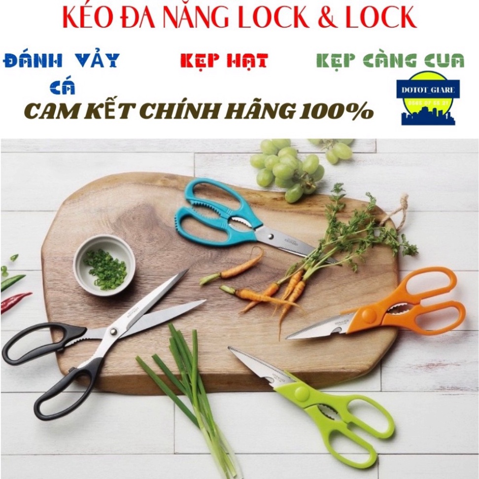 Kéo đa năng Lock &amp; Lock mã MD4, hàng chính hãng,  có răng cưa đánh vảy cá, kẹp các loại hạt, kẹp càng cua, siêu sắc, bền