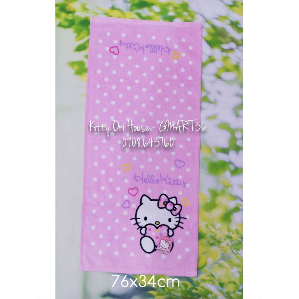🍀Khăn mặt chấm bi mèo tim Kitty P0124 🍀