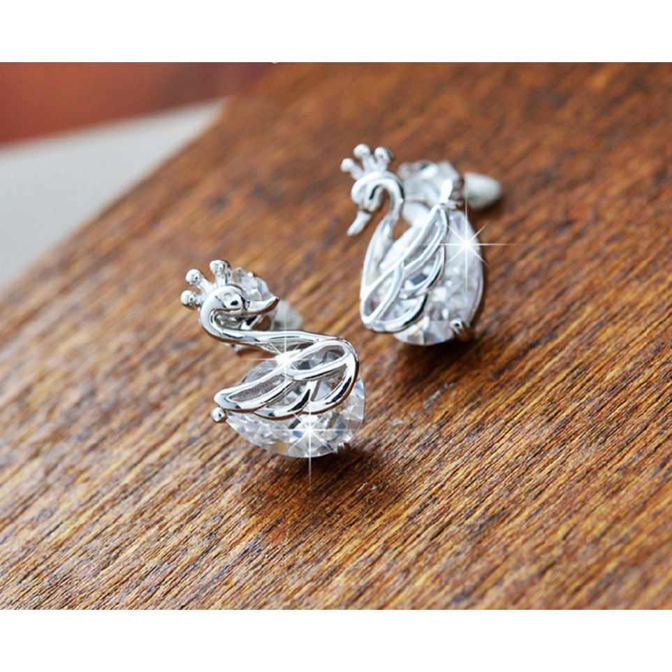 Khuyên tai thiên nga silver plate E026