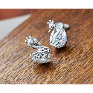 Khuyên tai thiên nga silver plate E026