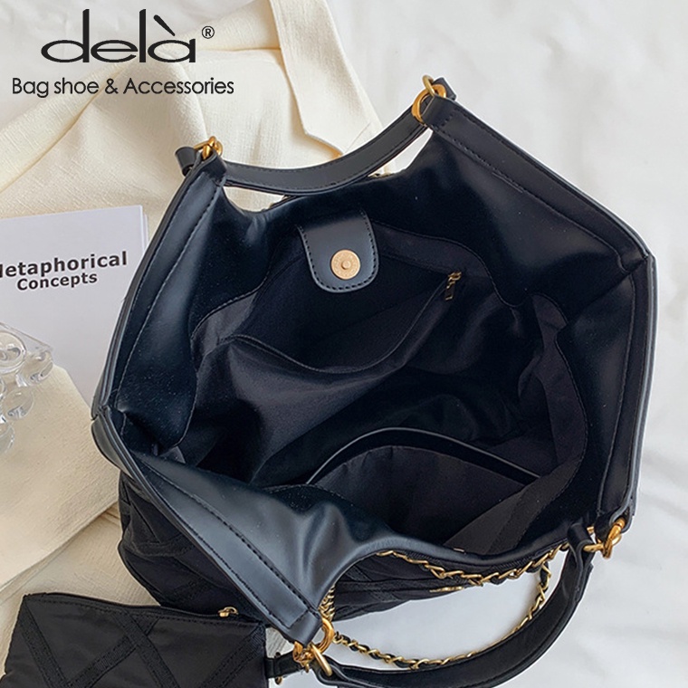 Dela Túi Xách Vải Sức Chứa Lớn Phối Dây Xích Kim Cương Phong Cách Mùa Thu Dành Cho Mẹ Và Con Gái