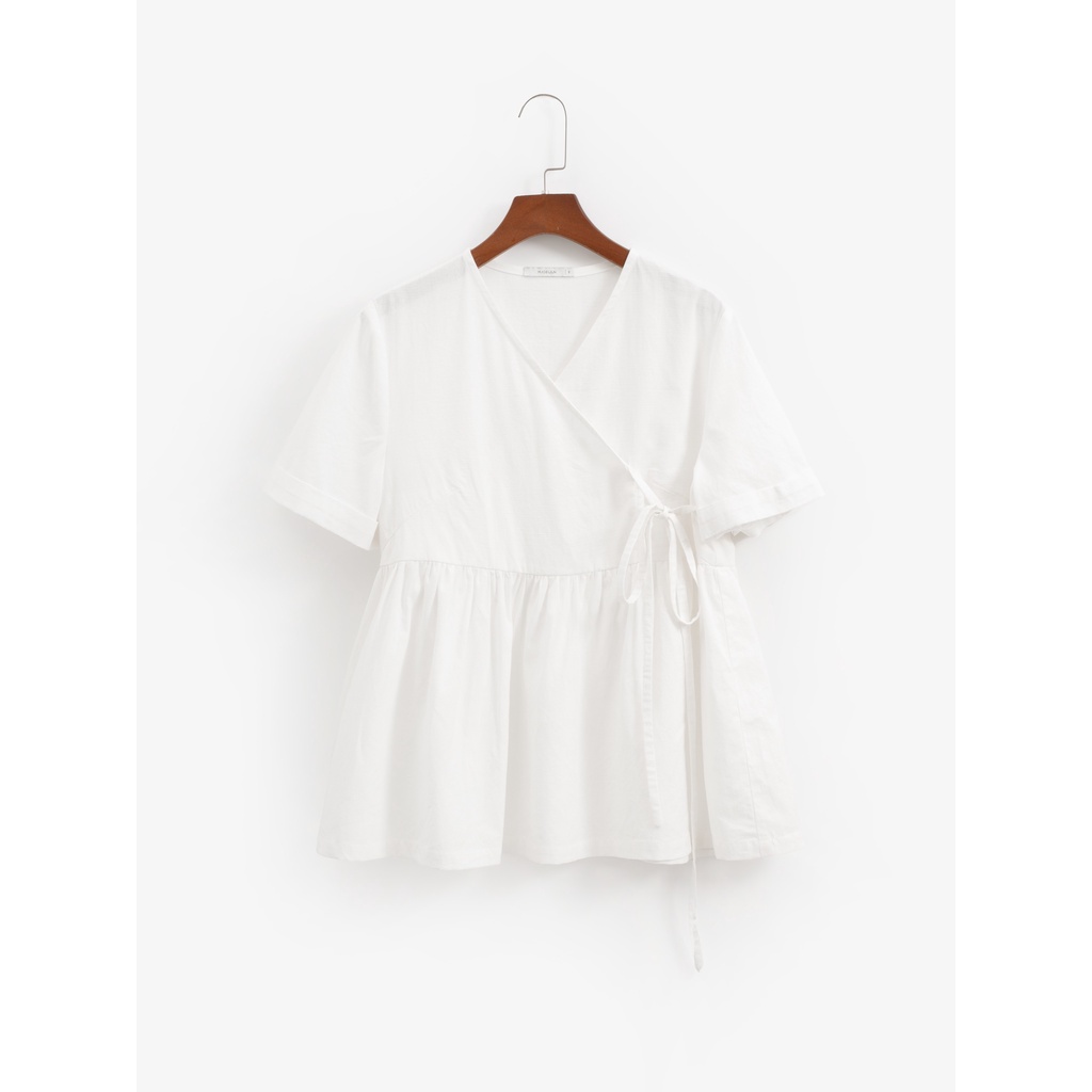 Áo babydoll trắng ngắn tay dáng kimono MADELEN