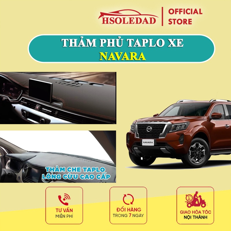 Thảm taplo Nissan Navara bằng lông Cừu 3 lớp hoặc Da Cacbon