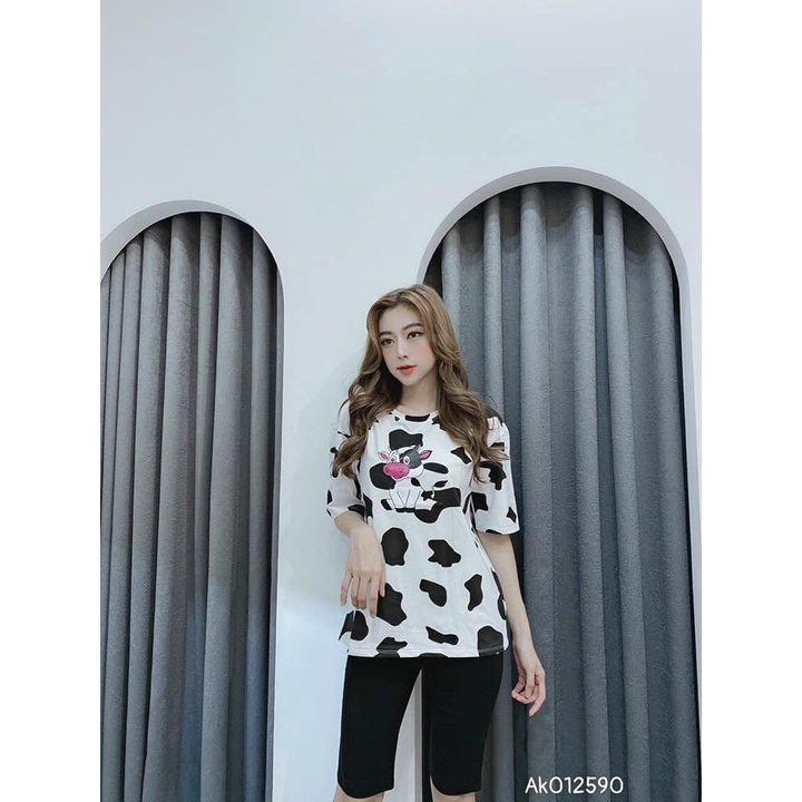 Set Bộ Cotton Bò Sữa, Trẻ Trung Năng Động- Hàng Y Hình( 40~70kg)