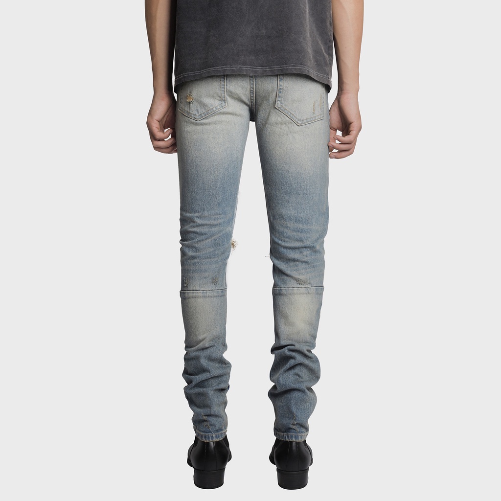 Quần Jean Nam The Luyn Black Màu Xanh Vintage Kiểu Rách Gối Form Dáng Skinny Fit
