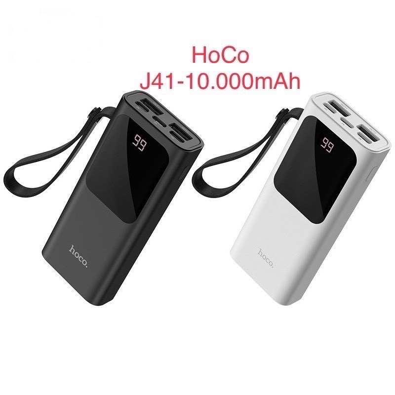 Sạc Dự Phòng Hoco J41 - Sạc 3 lần, dung lượng 10.000mAh, màn hình led, 2 cổng sạc (Bảo hành 1 năm 1 đổi 1)