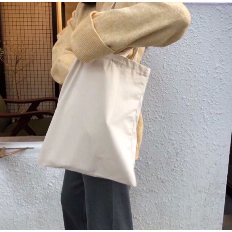 [Giá Hủy Diệt ] Túi Vải Tote Nữ Canvas Trơn Trắng