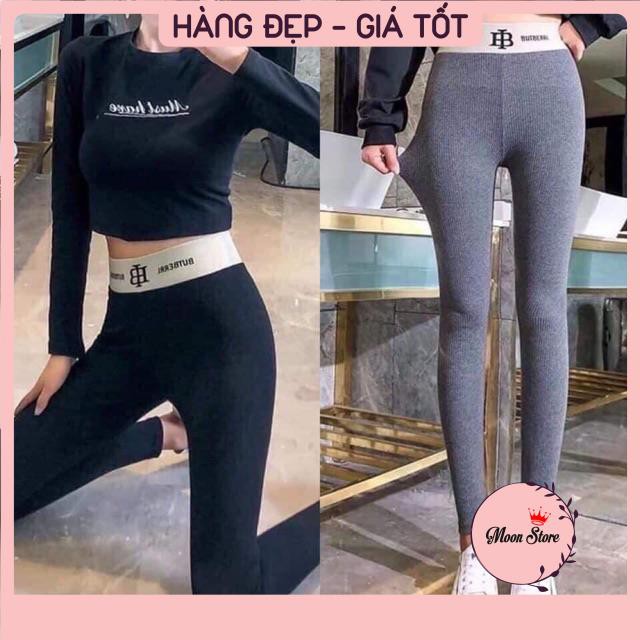 Quần legging lót lông gân tăm cạp chữ B cạp cao siêu hot (video thật)