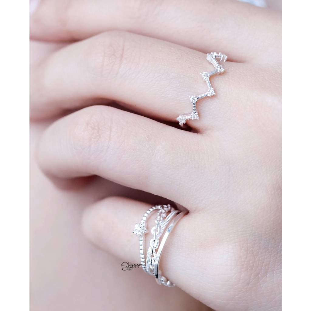 Nhẫn Nữ Bạc 925 Cao Cấp SHIMMER SILVER Thiết Kế Hình Ngôi Sao Đính Đá Lấp Lánh - TINY STAR