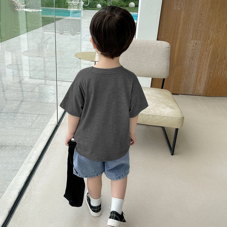 Áo thun bé trai bé gái ngắn tay cổ tròn cotton trơn co giãn mềm mại thoáng mát Magickids Quần áo trẻ em AO22019