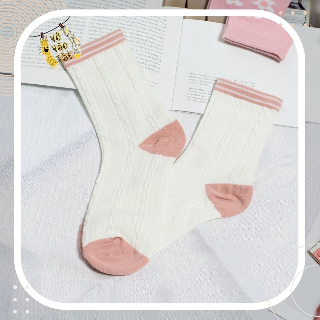 TÂT VỚ NỮ CỔ CAO HỒNG TRẮNG CỰC XINH