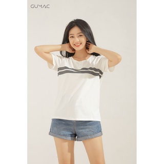 Áo thun nữ sọc 3 nút GUMAC ATA621