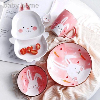 Bộ Dụng Cụ Ăn Uống Bằng Gốm Sứ Hình Động Vật Hoạt Hình Dễ Thương Chia Ngăn Cho Trẻ