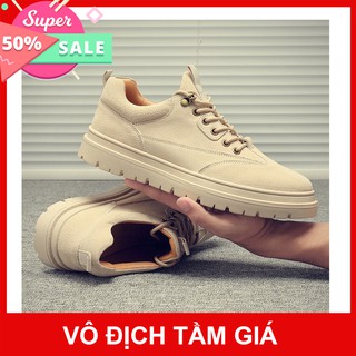 ⚡GIÁ RẺ NHẤT⚡Giày thể thao nam da lộn thắt dây tăng chiều cao 5cm (màu nâu cát)