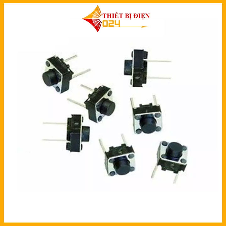 Nút Nhấn 2 Chân Vuông Đen 6x6x5mm - 1 Chiếc