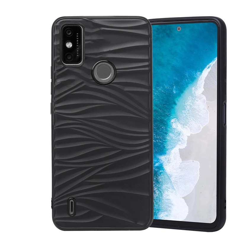 Ốp Điện Thoại Silicon Mềm Màu Đen In Nổi Họa Tiết Kẻ Sọc Cho Tecno Spark 6 GO 2020 2021/Spark 7 Pro/Spark 6 5 Air