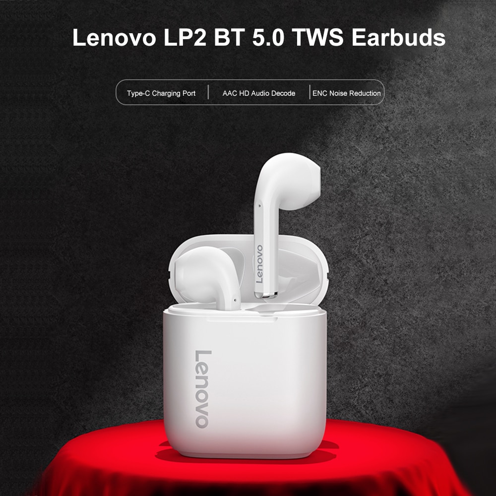 LENOVO Tai Nghe Bluetooth 5.0 Không Dây Lp2 Chống Nước Kèm Phụ Kiện