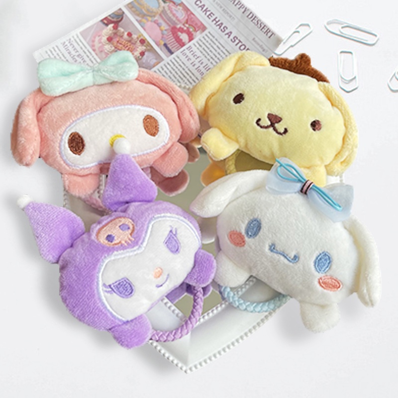 SANRIO Dây Cột Tóc Cao Su Co Giãn Bọc Vải Lông Dễ Thương Hợp Thời Trang Cho Bé Gái timetunnel