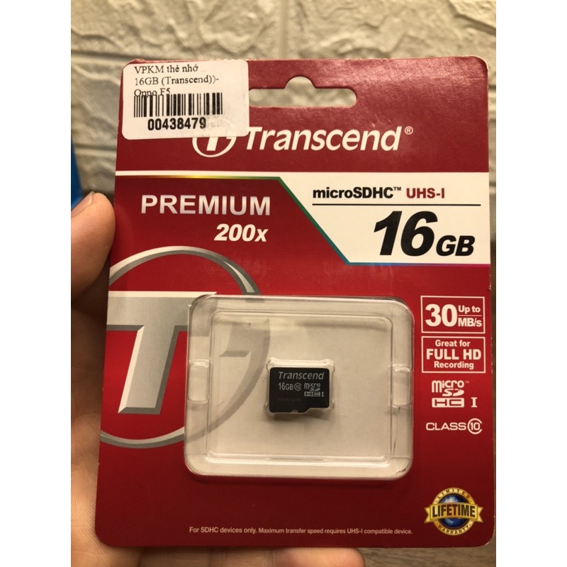 [Xả kho] Thẻ nhớ 8GB, 16GB Micro SD 16gb Transcend Premium