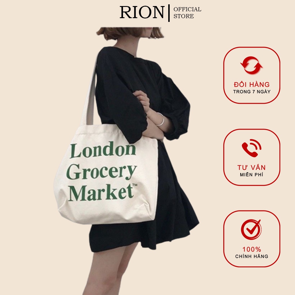 Túi tote đeo chéo, túi xách nữ chất vải canvas hoạ tiết London đi học đi chơi, đựng vừa a4 phong cách thời thượng | LD01
