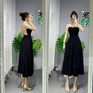 Maxi Đen 2 Dây Đan Chéo Lưng