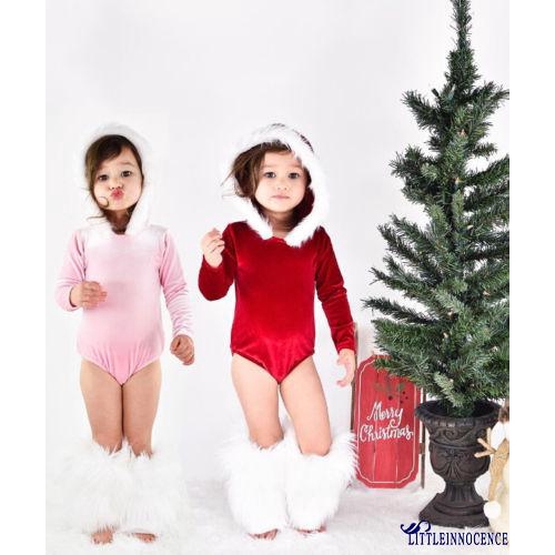 EII-Cute Velvet Baby Infant Girl Romper Hooded Jumpsuit Bodysuit Outfits Clothes Xmas