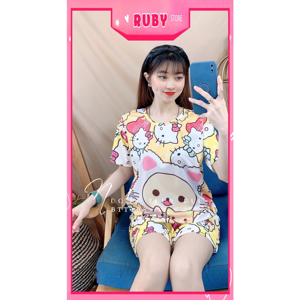 Đồ bộ nữ mặc nhà chất thun mềm mát in hình hoạt hình dễ thương BTT108