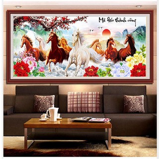 Tranh thêu chữ thập Mã Đáo Thành Công KT:1m50x68cm - 1m95x85cm(thêu kín)