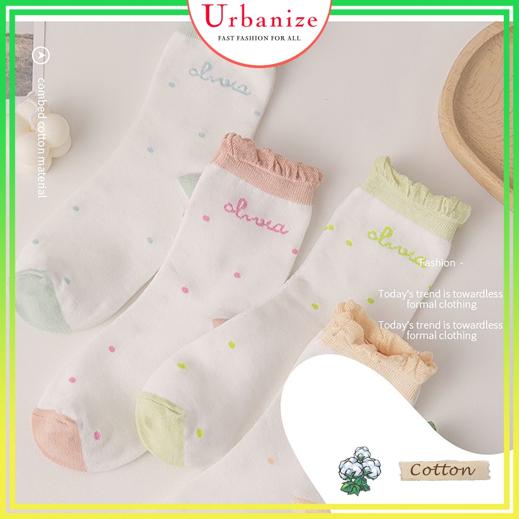 Tất nữ cao cổ nhún bèo lolita Hàn Quốc cotton nhiều màu siêu dễ thương giá rẻ Urbanize