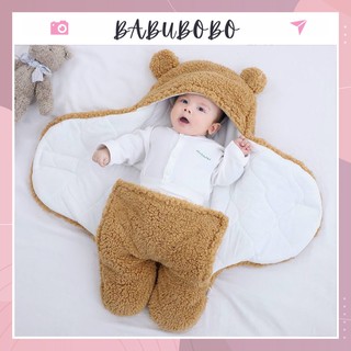 Body ủ cho bé lông cừu xuất nhật chăn ủ sơ sinh bé trai bé gái_loại dày đẹp cực ấm babubobo