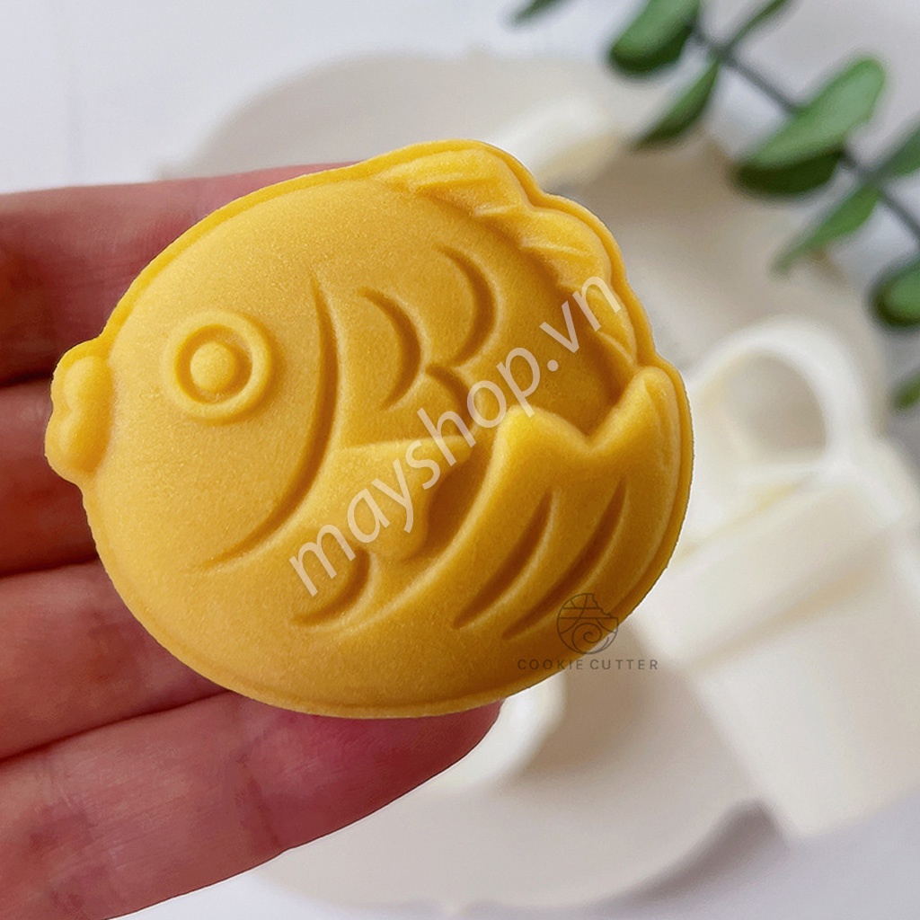 Khuôn trung thu 2 nhấn, 2 mặt Cá đôi (50g)/ KTT92