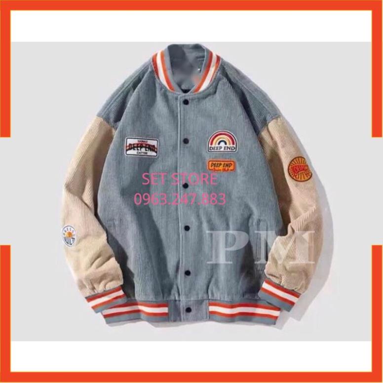 Áo khoác BOMBER nhung Nam,Nữ ,3 màu Đen,Hồng,Xanh DH12