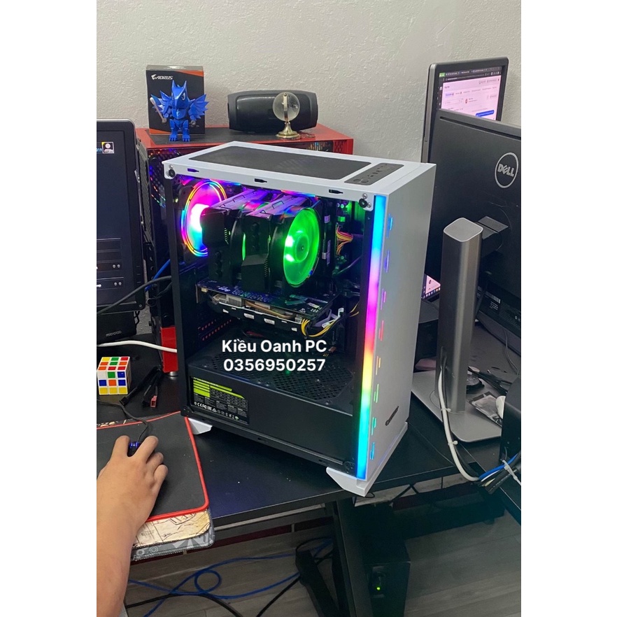 Vỏ Case (Vỏ máy tính) Gaming Viettech X19 Trắng, Đen Sẵn Dải LED RGB - Hàng Chính Hãng Giá Tốt