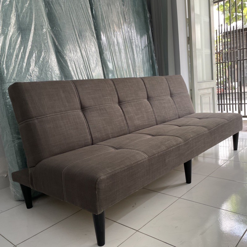 Ghế sofa giường đa năng 1m8 x 90cm bọc vải bố màu nâu tối