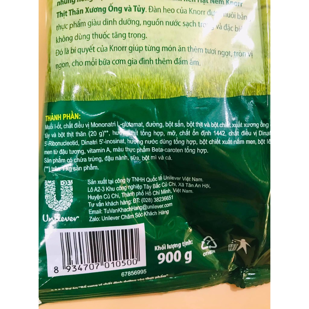 Hạt nêm thịt thăn, xương ống, tủy Knorr gói 900g