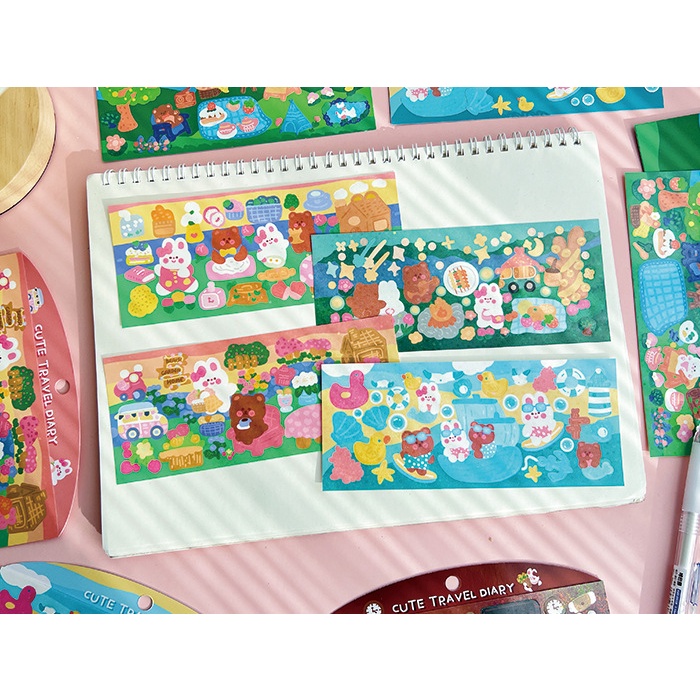 Peach 1Pcs Animal travel cartoon stickers Journal Scrapbook Decor Sticker