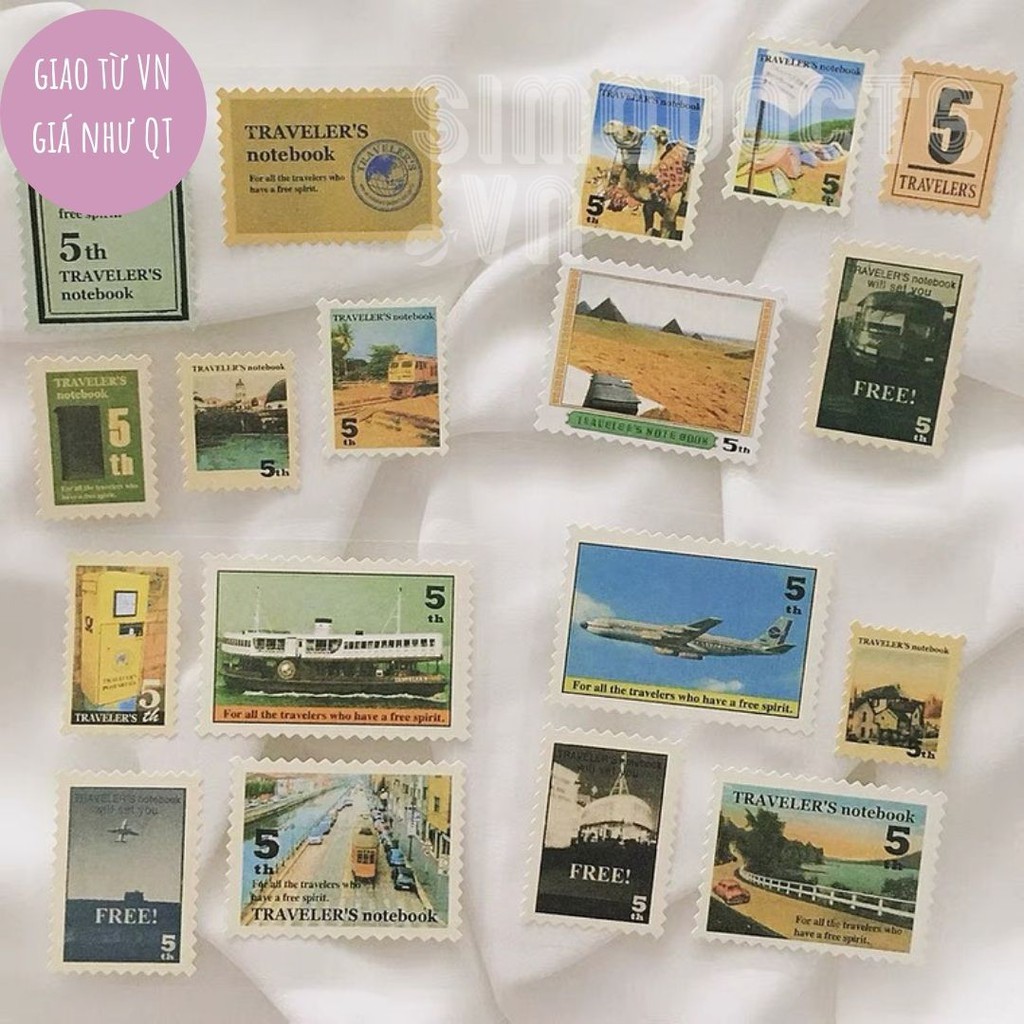 Bộ tem dán sticker dán chủ đề du lịch vintage ST90