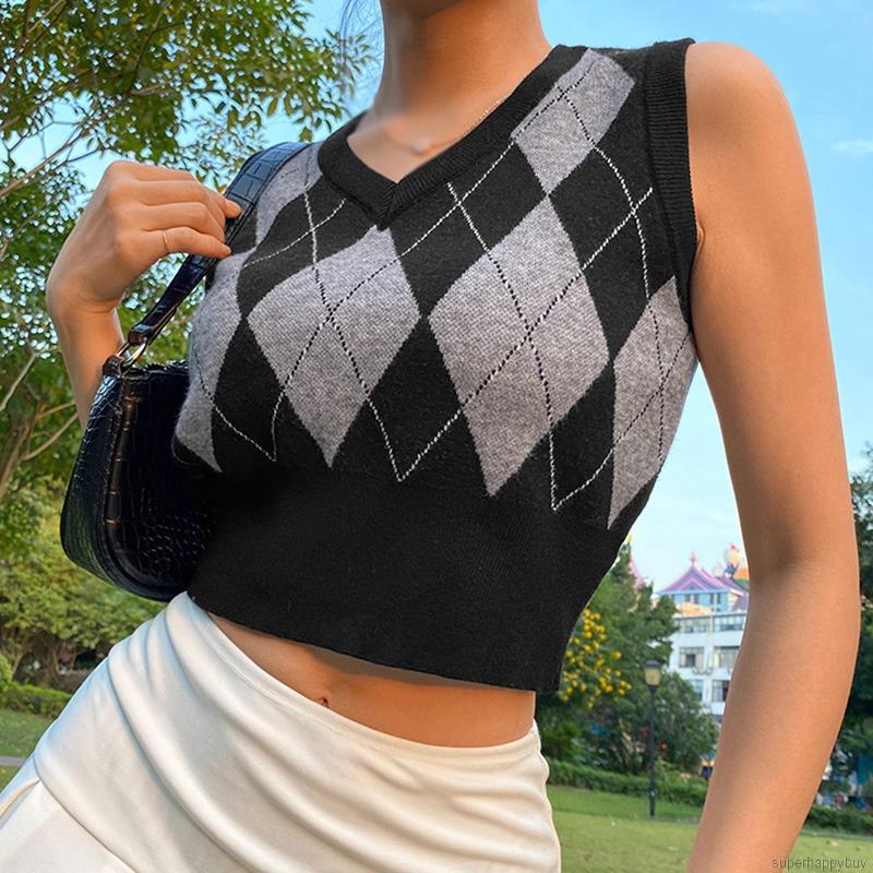 Áo Gi-Lê Len Sát Nách Cổ Chữ V Quyến Rũ Trẻ Trung Hợp Thời Trang