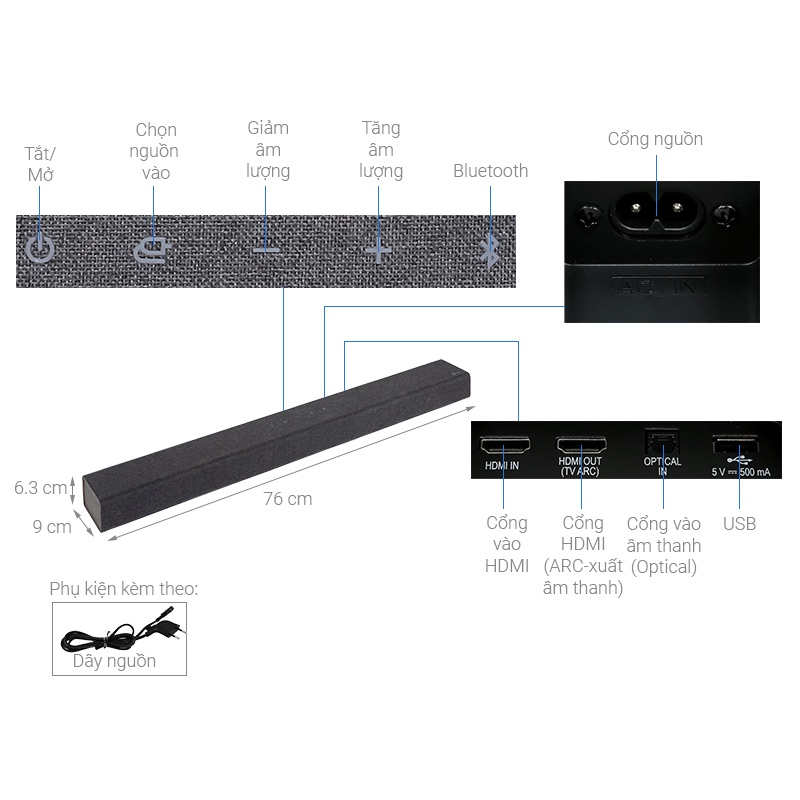 [Mã ELHACE giảm 4% đơn 300K] Loa thanh LG Soundbar SP2 2.1 100W HÀNG CHÍNH HÃNG