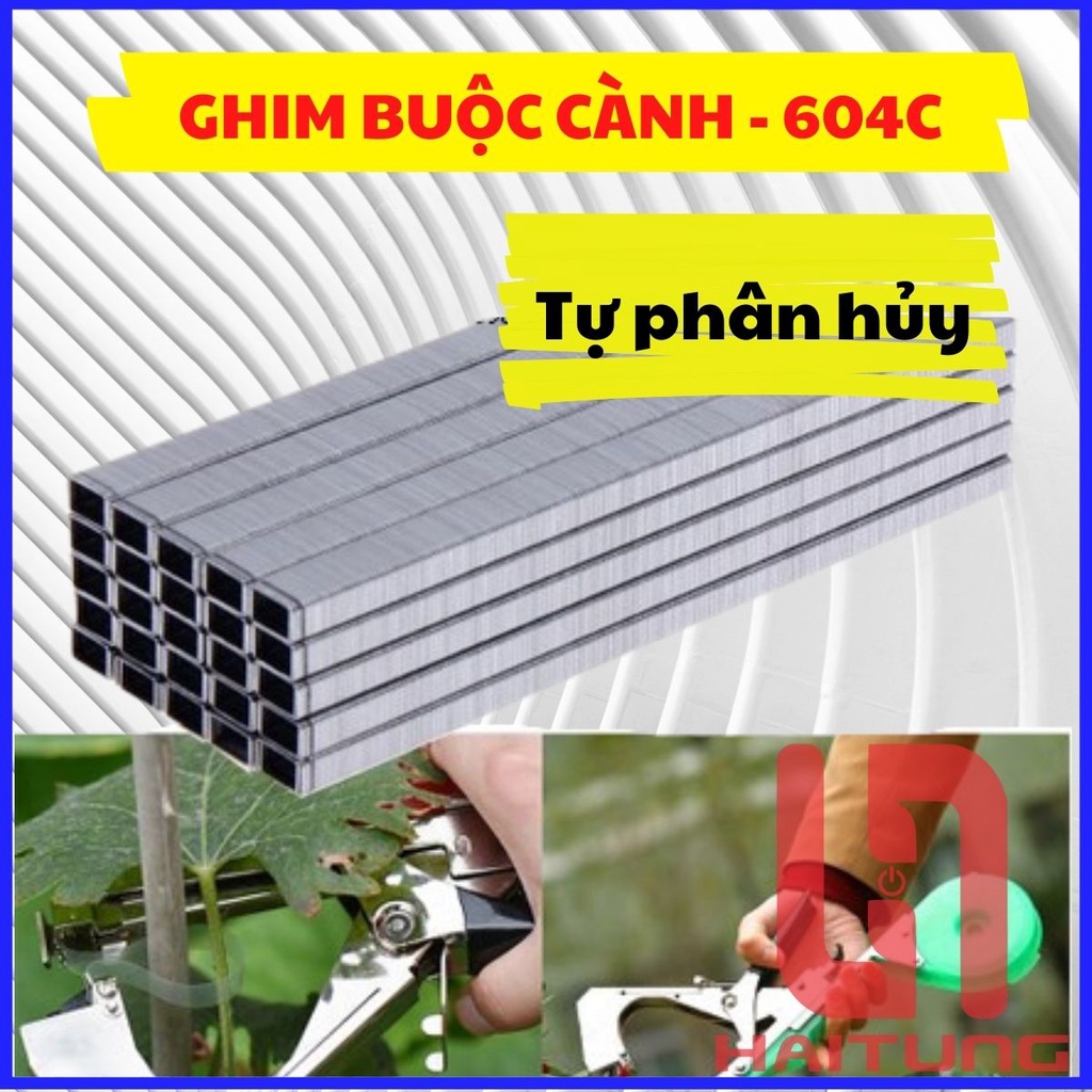 Ghim 604C, Hộp Ghim Bấm Cho Dụng Cụ Buộc Cành Tự Động, Ghim Bấm Chanh Dây - Hộp 10.000 ghim-Thiết Bị Điện Hai Tùng