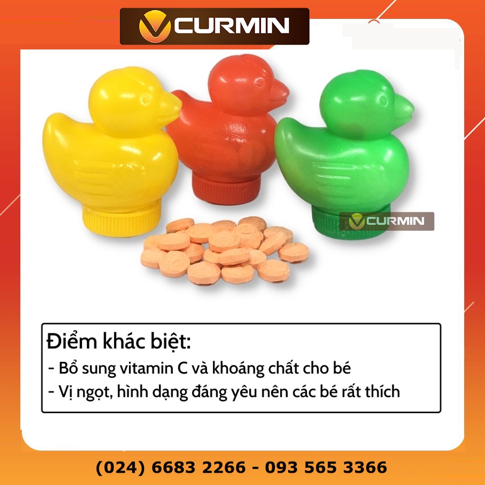 Kẹo ngậm vitamin C con vịt cho bé, Lọ 24v cung cấp vitamin bổ sung khoáng chất
